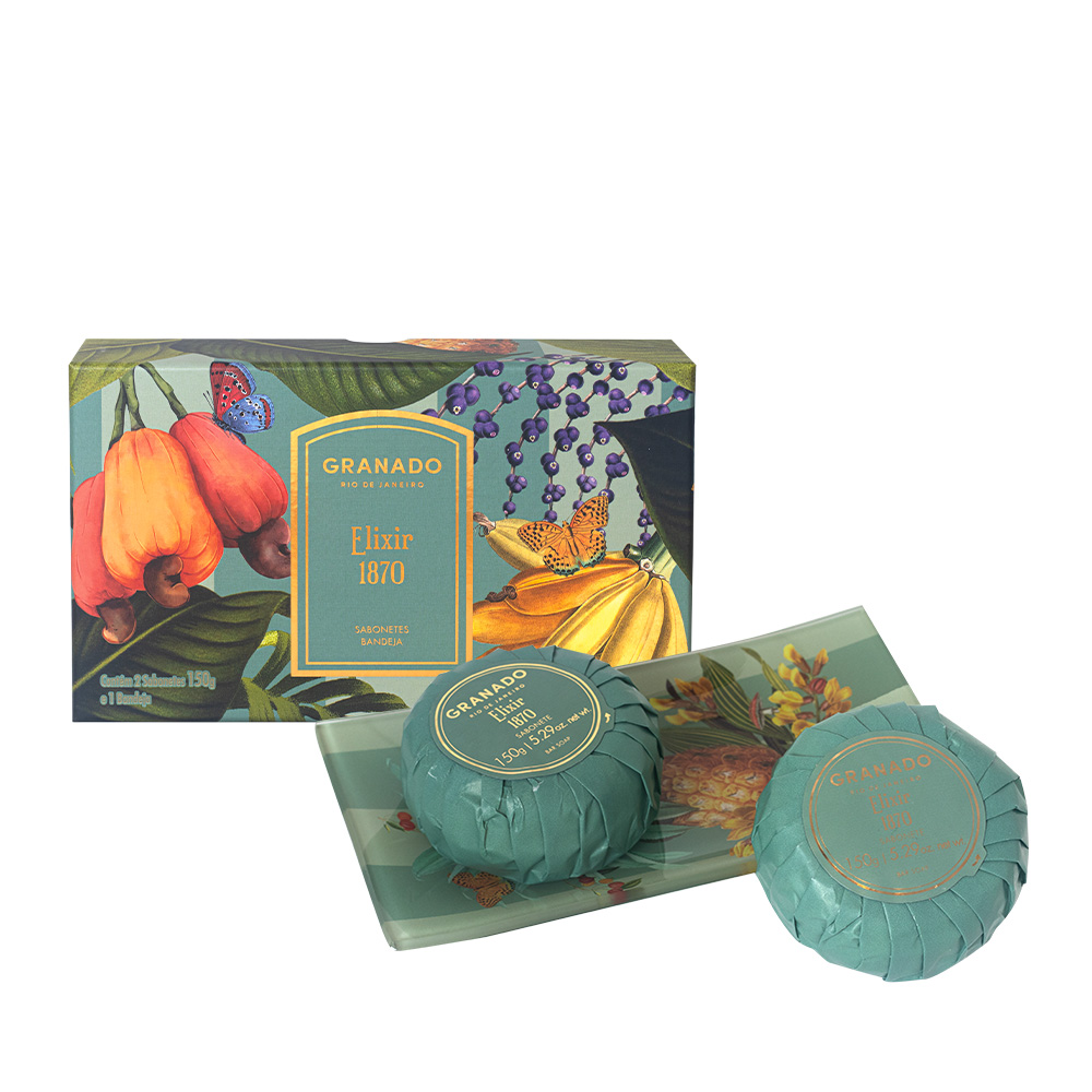 Elixir 1870 Bar Soap Duo &#038; Soap Dish/glass tray set 2 x 150 g image