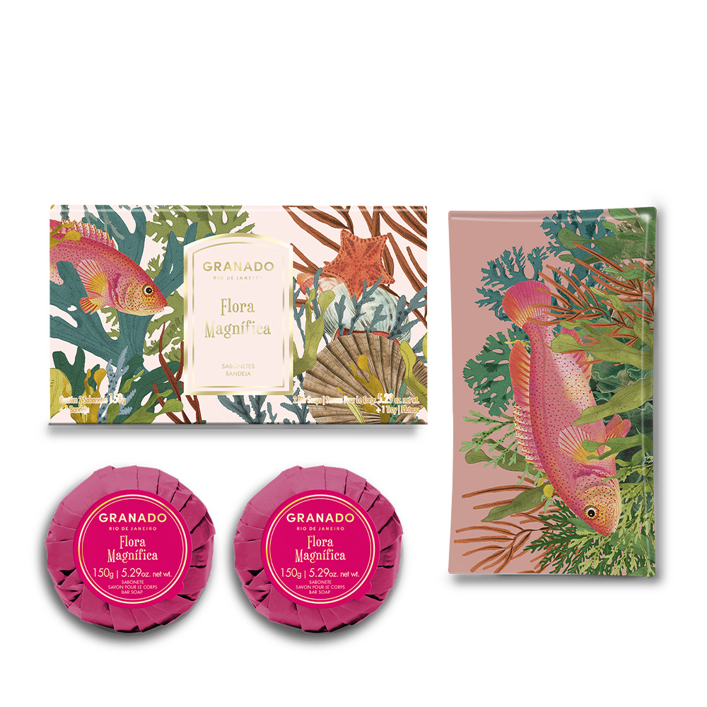 Flora Magnífica Bar Soap Duo &#038; Soap Dish/glass tray set 2 x 150 g image